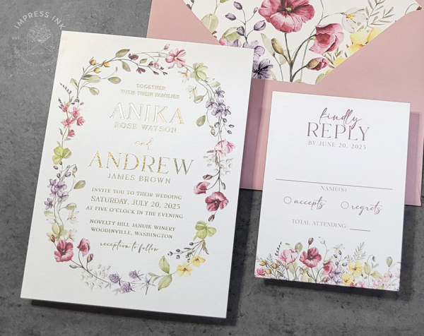 Wildflower Oval Wreath Invitation - Sample 103 - Image 2