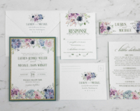 Pastel Floral Succulents Invitation with a muted rainbow of flowering succulents