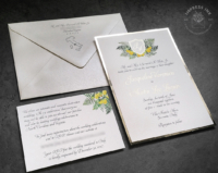 Lemon Monogram Crest Invitation with Gold foil accents