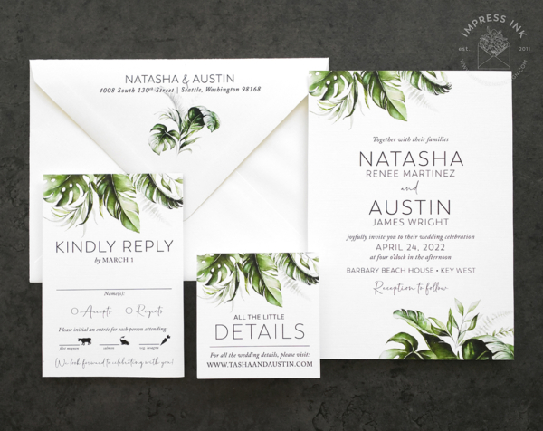 Tropical Palms Greenery Invitation
