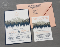 Navy Peach Mountain Invitation