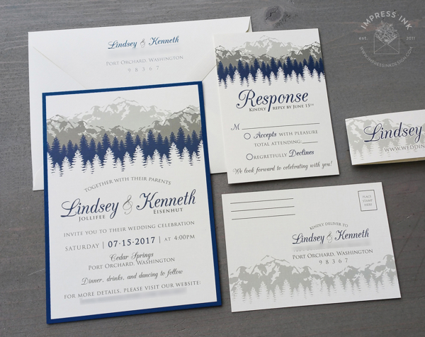 Blue Rocky Mountain Invitation with reply cards