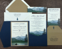 Lake Wilderness Pocket Invitation with Tindalo embossed woodgrain details