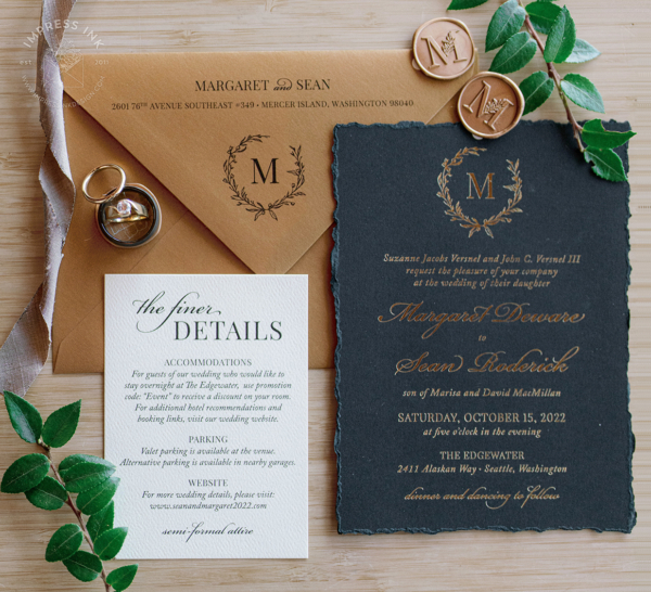 Black Wreath Monogram Invitation - Sample 286 - Image 3