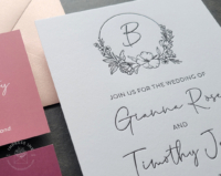 Pink Floral Monogram Invitation imprint