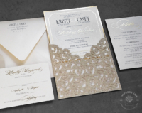 Gold Glitter Ornate Invitation with laser cut pocket