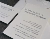 Classic Gray Letterpress Invitation with charcoal letterpress imprint on soft cotton cardstock
