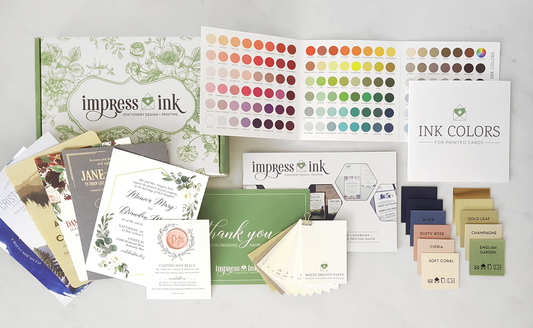 Colorful stationery samples