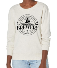 Women's Haunted Brewery Crewneck Sweatshirt - Black on Oatmeal