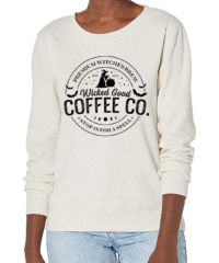 Women's Haunted Coffee Co. Crewneck Sweatshirt - Black on Oatmeal