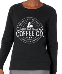 Women's Haunted Coffee Co. Crewneck Sweatshirt - White on Black